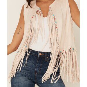 Tasha Polizzi Beaded Fringe Western Vest S
